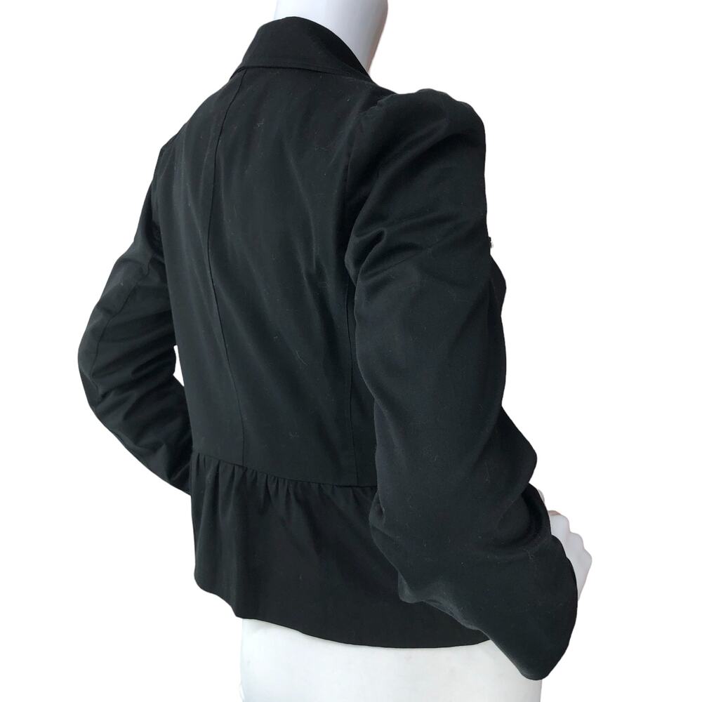 Sandro Womens Size S Biker Jacket Asymmetrical Cotton Zip Pockets Black - Picture 8 of 14